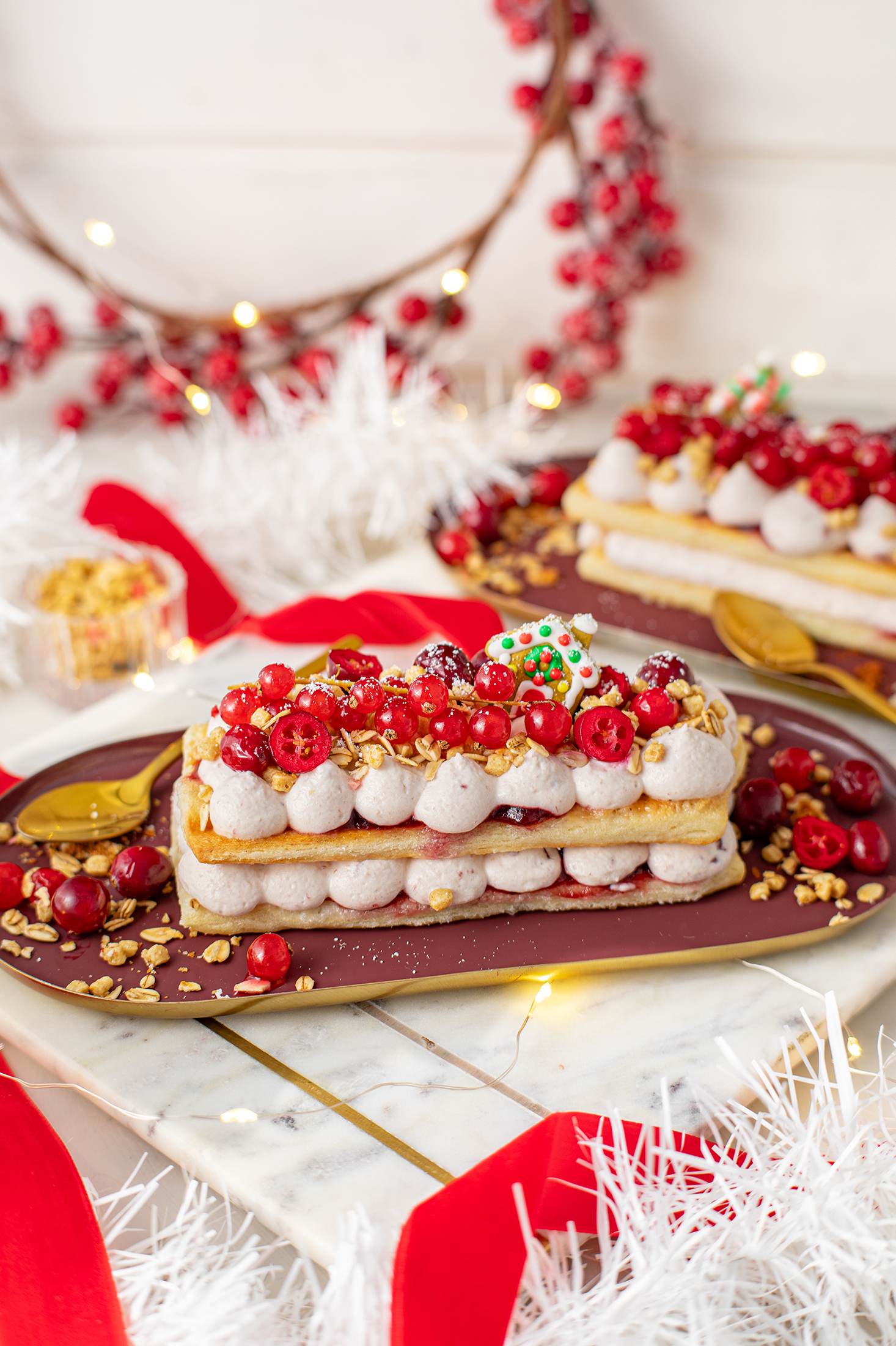 schnelles Cranberry Mille-Feuille