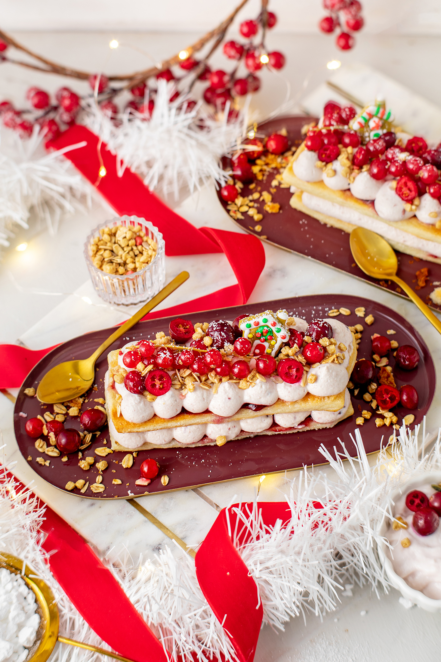 schnelles Cranberry Mille-Feuille